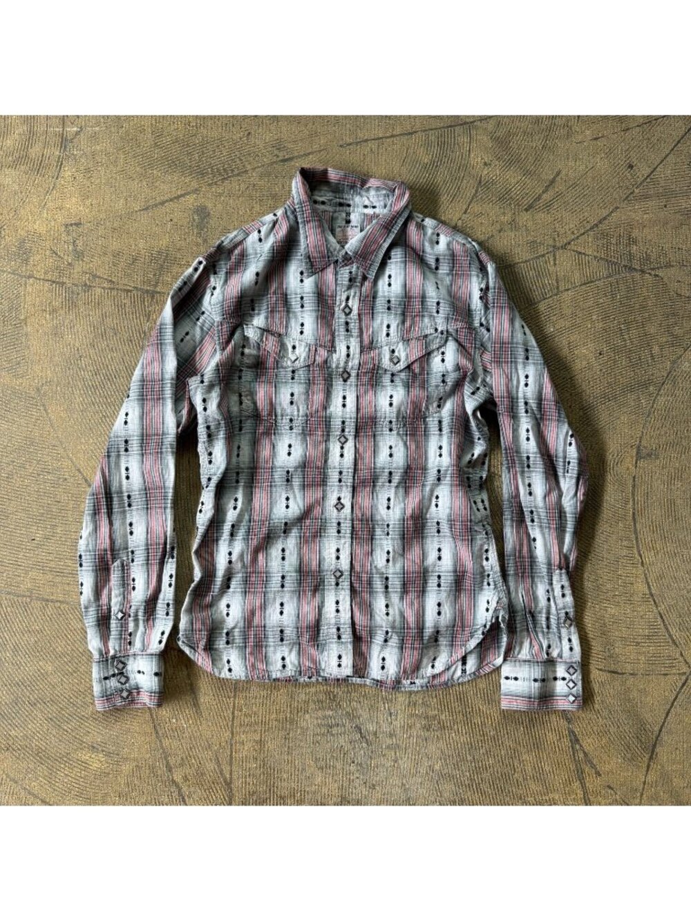 The Flat Head Japan Diamond Pearl Snap Western Shirt Size 38
